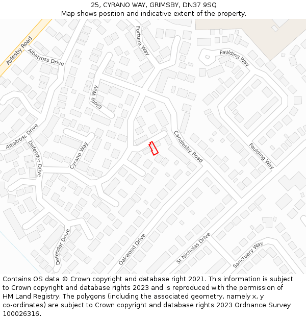 25, CYRANO WAY, GRIMSBY, DN37 9SQ: Location map and indicative extent of plot