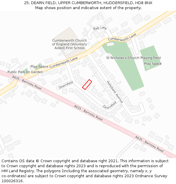 25, DEARN FIELD, UPPER CUMBERWORTH, HUDDERSFIELD, HD8 8NX: Location map and indicative extent of plot