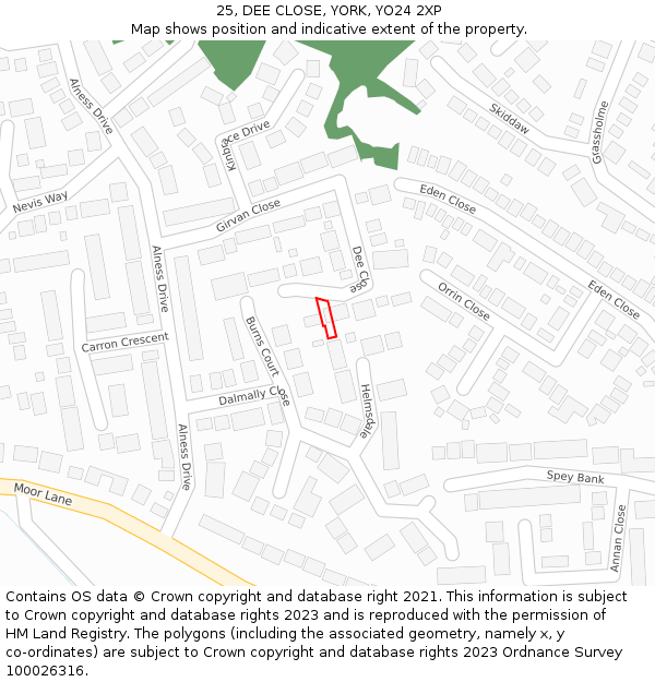 25, DEE CLOSE, YORK, YO24 2XP: Location map and indicative extent of plot