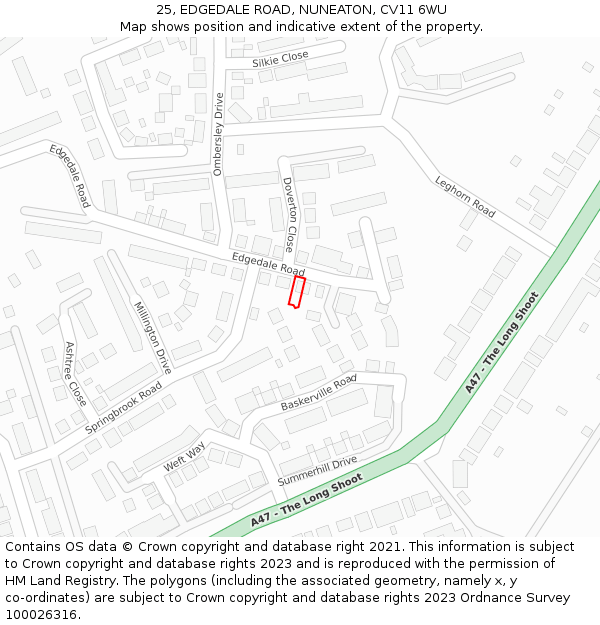 25, EDGEDALE ROAD, NUNEATON, CV11 6WU: Location map and indicative extent of plot