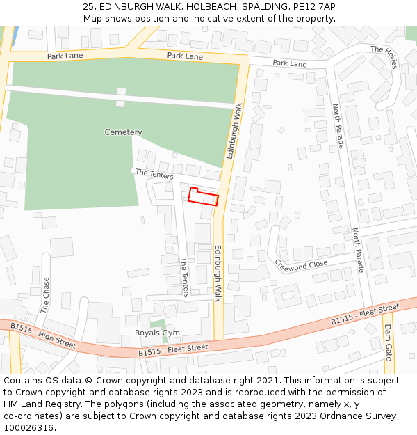 25, EDINBURGH WALK, HOLBEACH, SPALDING, PE12 7AP: Location map and indicative extent of plot
