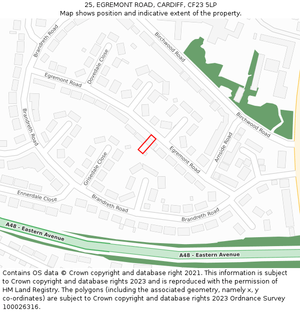 25, EGREMONT ROAD, CARDIFF, CF23 5LP: Location map and indicative extent of plot