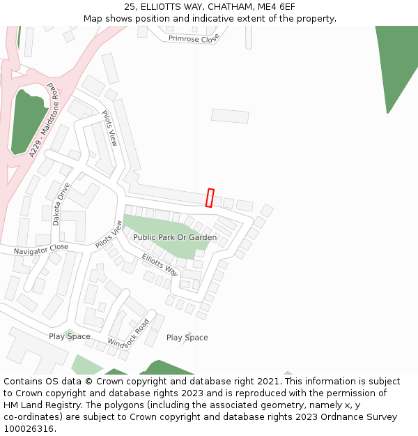25, ELLIOTTS WAY, CHATHAM, ME4 6EF: Location map and indicative extent of plot