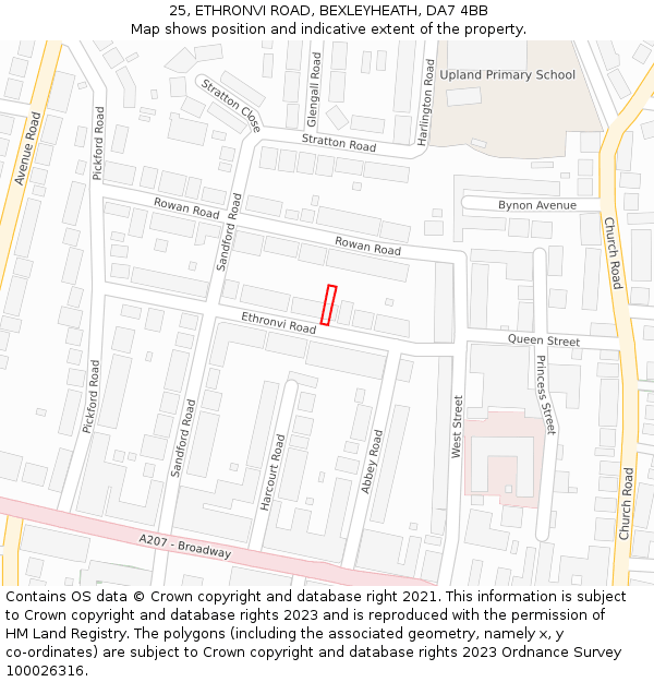 25, ETHRONVI ROAD, BEXLEYHEATH, DA7 4BB: Location map and indicative extent of plot
