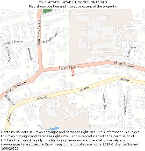 25, FLATGATE, HOWDEN, GOOLE, DN14 7AG: Location map and indicative extent of plot