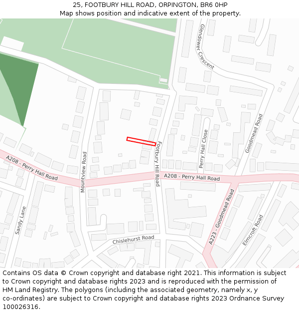 25, FOOTBURY HILL ROAD, ORPINGTON, BR6 0HP: Location map and indicative extent of plot