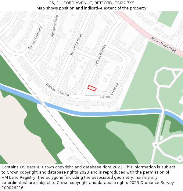 25, FULFORD AVENUE, RETFORD, DN22 7XS: Location map and indicative extent of plot