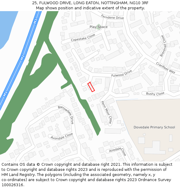 25, FULWOOD DRIVE, LONG EATON, NOTTINGHAM, NG10 3RF: Location map and indicative extent of plot