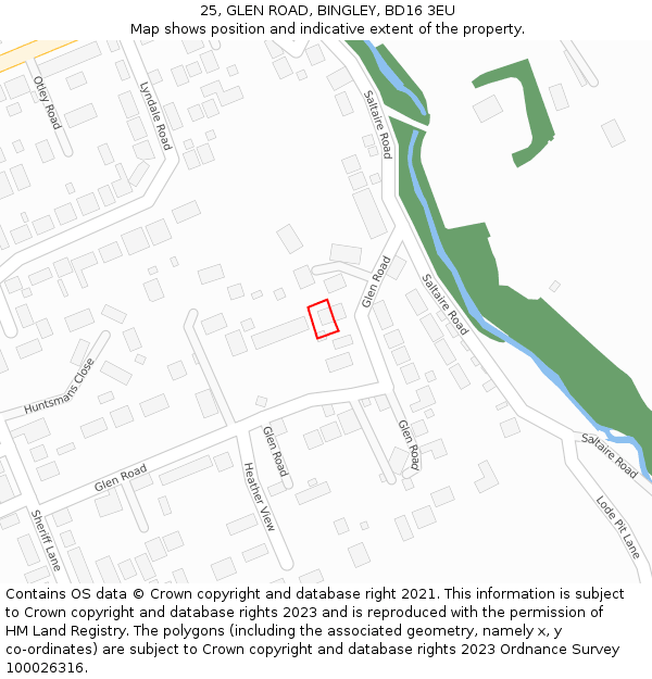 25, GLEN ROAD, BINGLEY, BD16 3EU: Location map and indicative extent of plot