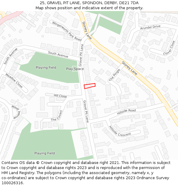 25, GRAVEL PIT LANE, SPONDON, DERBY, DE21 7DA: Location map and indicative extent of plot