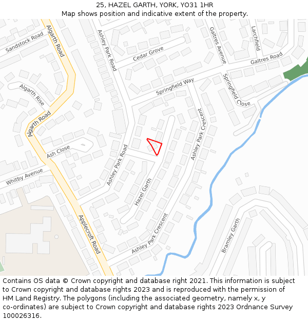 25, HAZEL GARTH, YORK, YO31 1HR: Location map and indicative extent of plot
