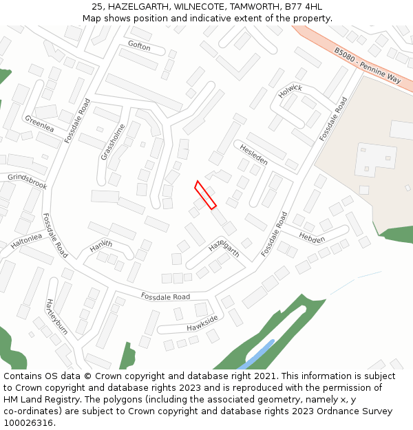 25, HAZELGARTH, WILNECOTE, TAMWORTH, B77 4HL: Location map and indicative extent of plot