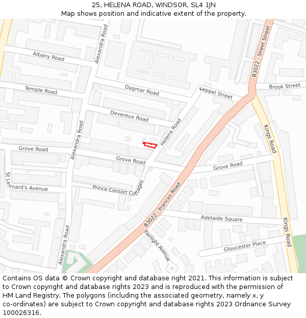 25, HELENA ROAD, WINDSOR, SL4 1JN: Location map and indicative extent of plot