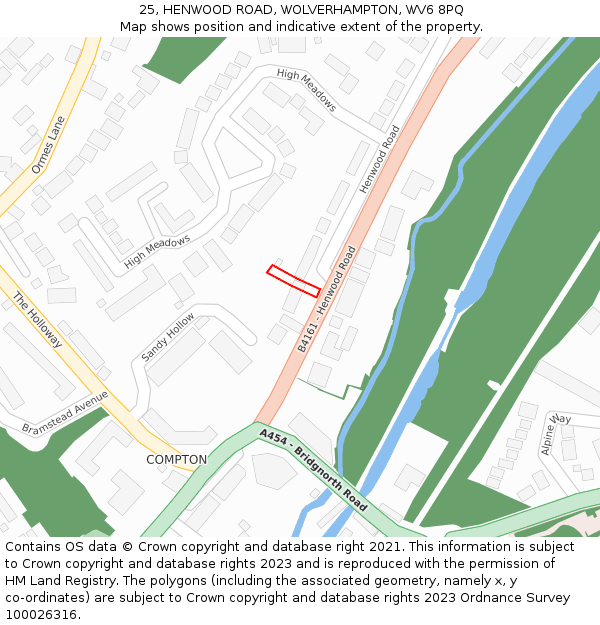 25, HENWOOD ROAD, WOLVERHAMPTON, WV6 8PQ: Location map and indicative extent of plot