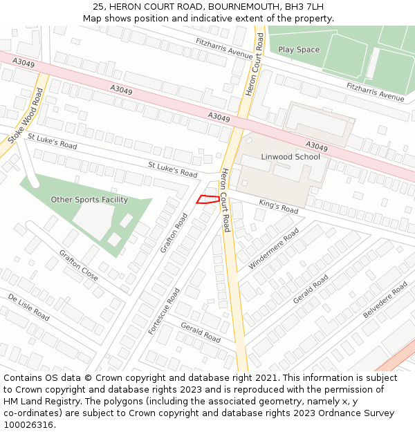 25, HERON COURT ROAD, BOURNEMOUTH, BH3 7LH: Location map and indicative extent of plot