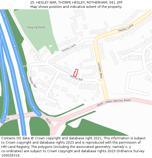 25, HESLEY BAR, THORPE HESLEY, ROTHERHAM, S61 2PP: Location map and indicative extent of plot