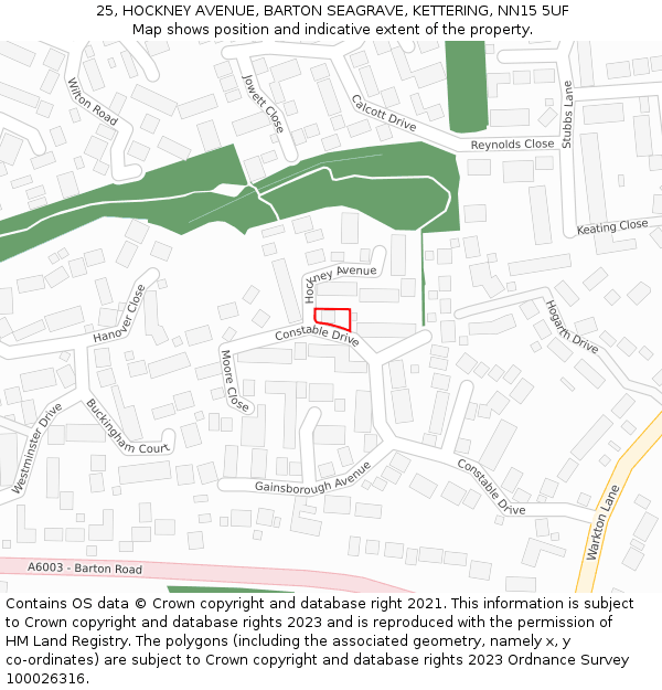 25, HOCKNEY AVENUE, BARTON SEAGRAVE, KETTERING, NN15 5UF: Location map and indicative extent of plot