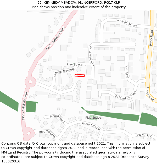 25, KENNEDY MEADOW, HUNGERFORD, RG17 0LR: Location map and indicative extent of plot