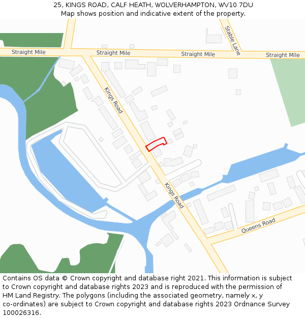 25, KINGS ROAD, CALF HEATH, WOLVERHAMPTON, WV10 7DU: Location map and indicative extent of plot