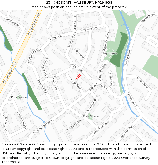 25, KINGSGATE, AYLESBURY, HP19 8GG: Location map and indicative extent of plot