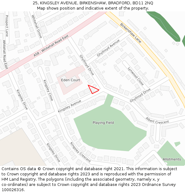 25, KINGSLEY AVENUE, BIRKENSHAW, BRADFORD, BD11 2NQ: Location map and indicative extent of plot
