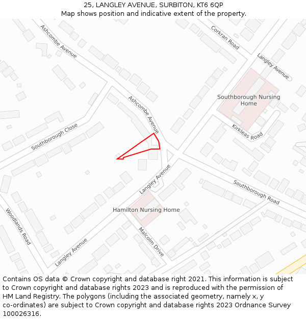 25, LANGLEY AVENUE, SURBITON, KT6 6QP: Location map and indicative extent of plot