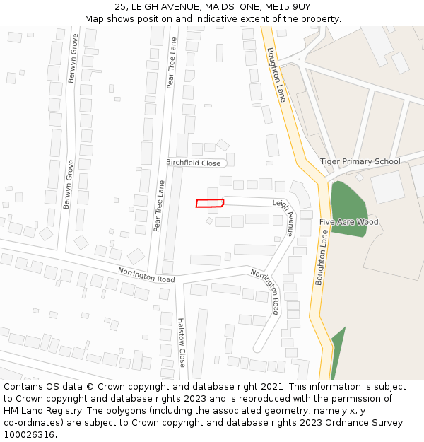 25, LEIGH AVENUE, MAIDSTONE, ME15 9UY: Location map and indicative extent of plot