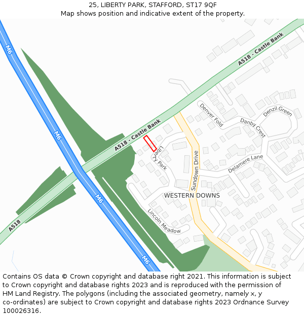 25, LIBERTY PARK, STAFFORD, ST17 9QF: Location map and indicative extent of plot