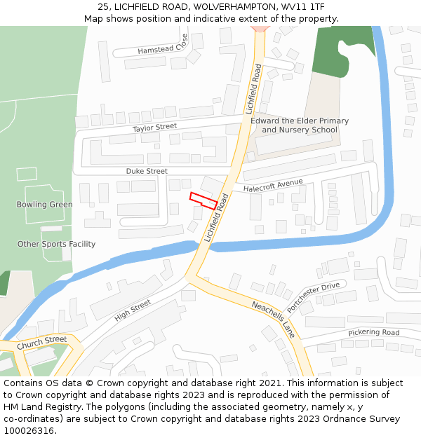 25, LICHFIELD ROAD, WOLVERHAMPTON, WV11 1TF: Location map and indicative extent of plot