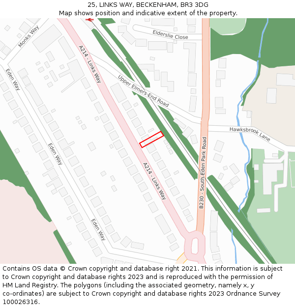 25, LINKS WAY, BECKENHAM, BR3 3DG: Location map and indicative extent of plot