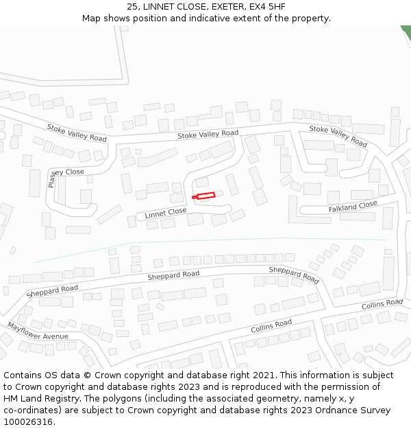 25, LINNET CLOSE, EXETER, EX4 5HF: Location map and indicative extent of plot