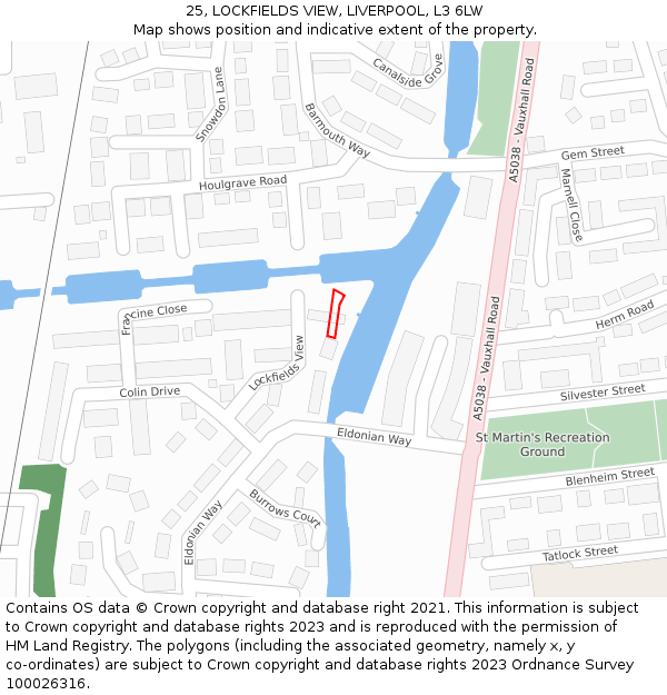 25, LOCKFIELDS VIEW, LIVERPOOL, L3 6LW: Location map and indicative extent of plot