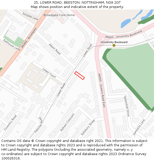 25, LOWER ROAD, BEESTON, NOTTINGHAM, NG9 2GT: Location map and indicative extent of plot