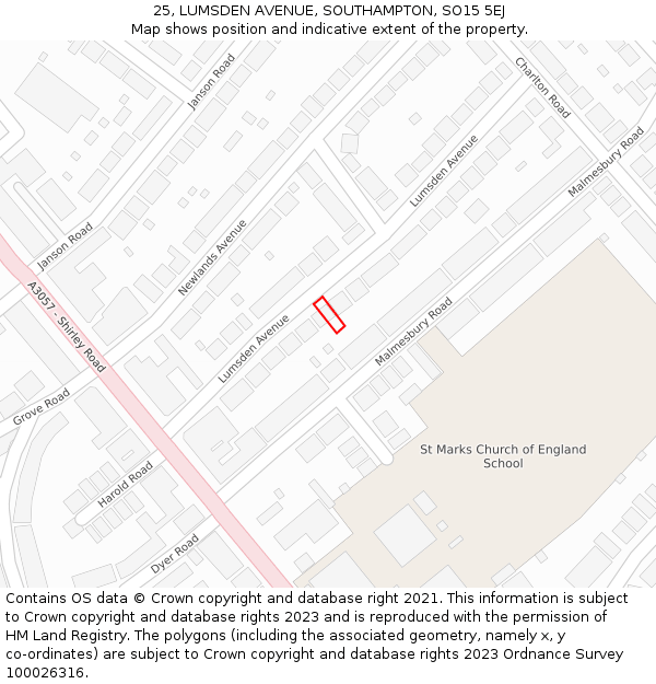 25, LUMSDEN AVENUE, SOUTHAMPTON, SO15 5EJ: Location map and indicative extent of plot