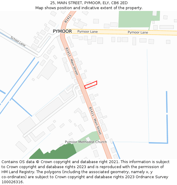 25, MAIN STREET, PYMOOR, ELY, CB6 2ED: Location map and indicative extent of plot