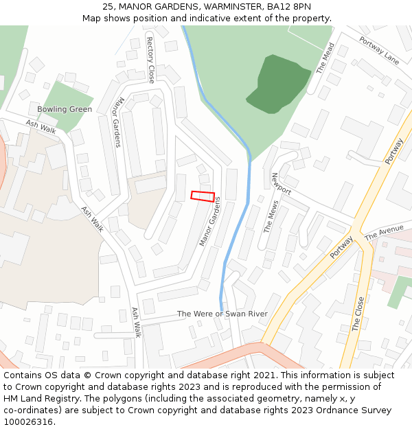 25, MANOR GARDENS, WARMINSTER, BA12 8PN: Location map and indicative extent of plot