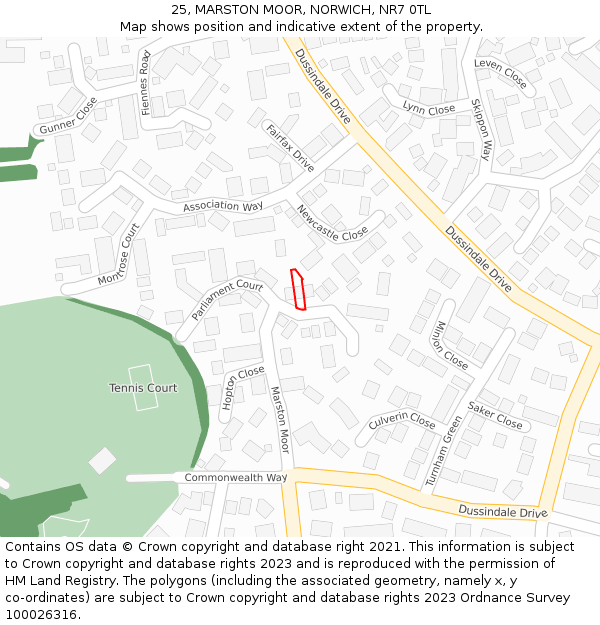 25, MARSTON MOOR, NORWICH, NR7 0TL: Location map and indicative extent of plot