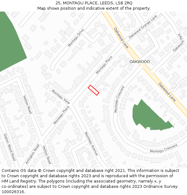25, MONTAGU PLACE, LEEDS, LS8 2RQ: Location map and indicative extent of plot