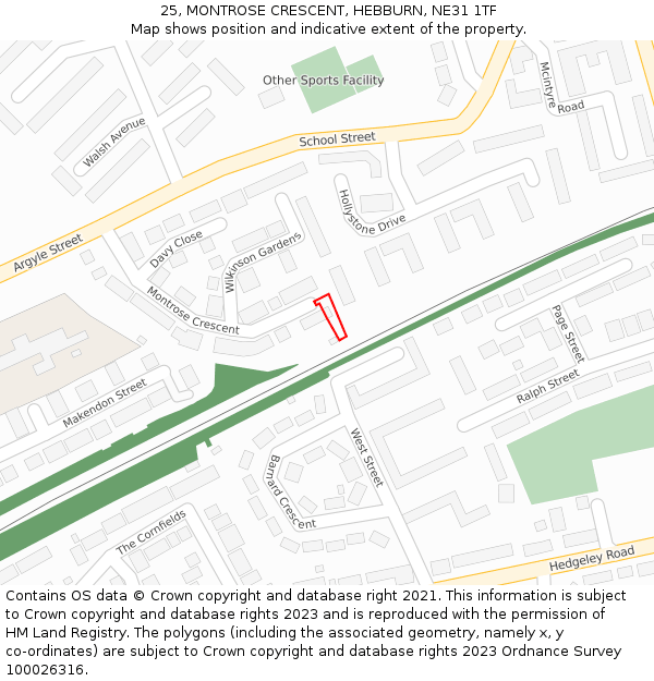 25, MONTROSE CRESCENT, HEBBURN, NE31 1TF: Location map and indicative extent of plot