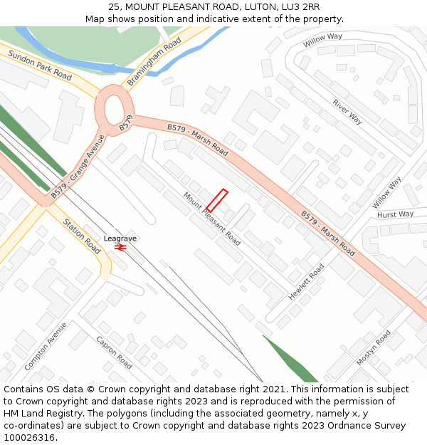 25, MOUNT PLEASANT ROAD, LUTON, LU3 2RR: Location map and indicative extent of plot