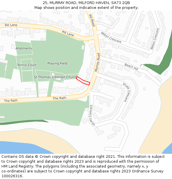 25, MURRAY ROAD, MILFORD HAVEN, SA73 2QB: Location map and indicative extent of plot