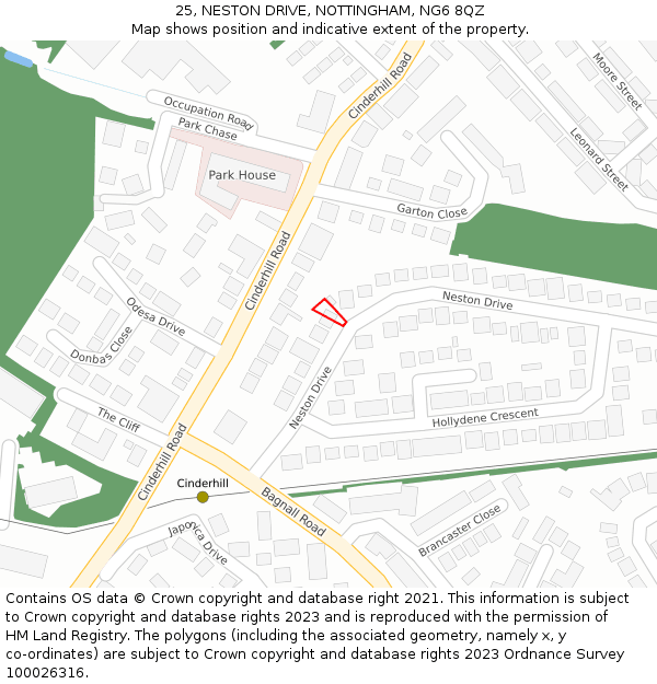25, NESTON DRIVE, NOTTINGHAM, NG6 8QZ: Location map and indicative extent of plot