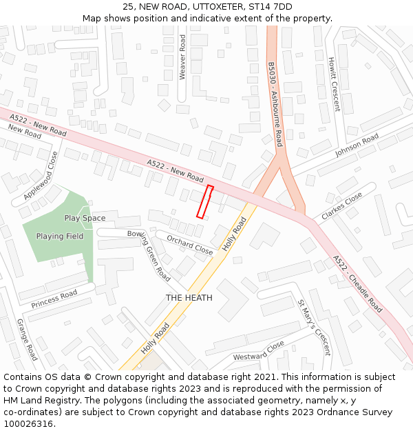 25, NEW ROAD, UTTOXETER, ST14 7DD: Location map and indicative extent of plot