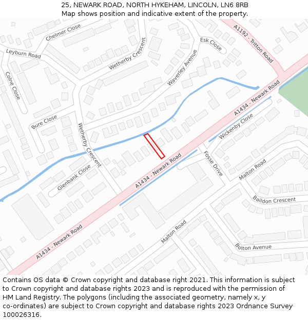 25, NEWARK ROAD, NORTH HYKEHAM, LINCOLN, LN6 8RB: Location map and indicative extent of plot