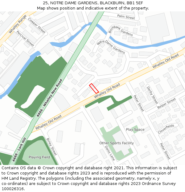 25, NOTRE DAME GARDENS, BLACKBURN, BB1 5EF: Location map and indicative extent of plot