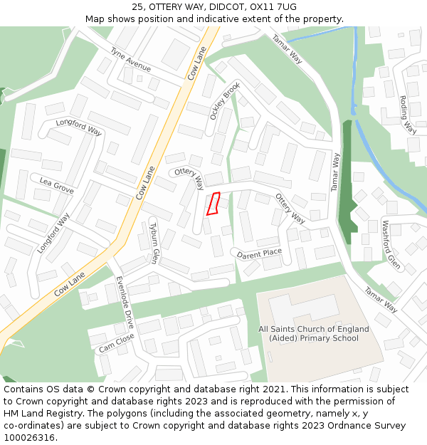 25, OTTERY WAY, DIDCOT, OX11 7UG: Location map and indicative extent of plot