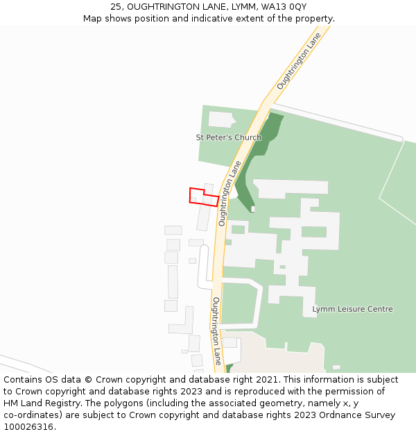 25, OUGHTRINGTON LANE, LYMM, WA13 0QY: Location map and indicative extent of plot