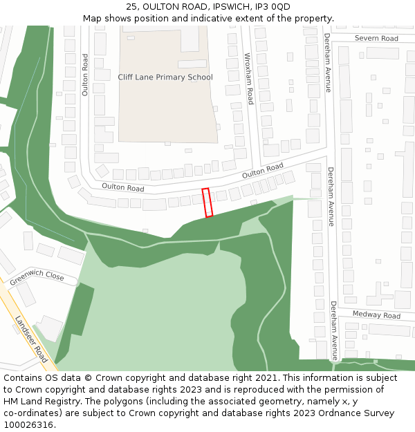 25, OULTON ROAD, IPSWICH, IP3 0QD: Location map and indicative extent of plot