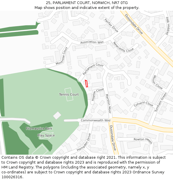 25, PARLIAMENT COURT, NORWICH, NR7 0TG: Location map and indicative extent of plot