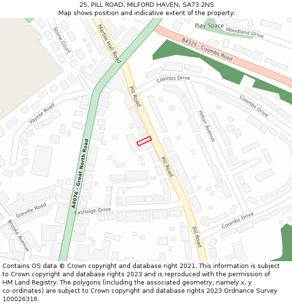 25, PILL ROAD, MILFORD HAVEN, SA73 2NS: Location map and indicative extent of plot